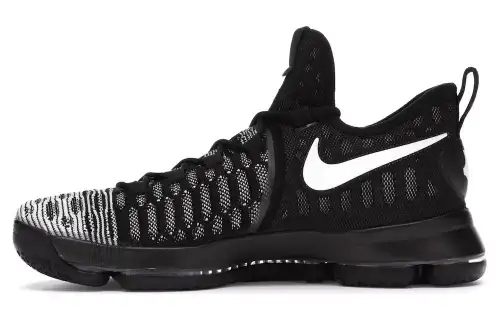 Nike KD 9 OG model round toe flat heel shock absorption balance low top practical basketball shoes men's black and white foreign version
