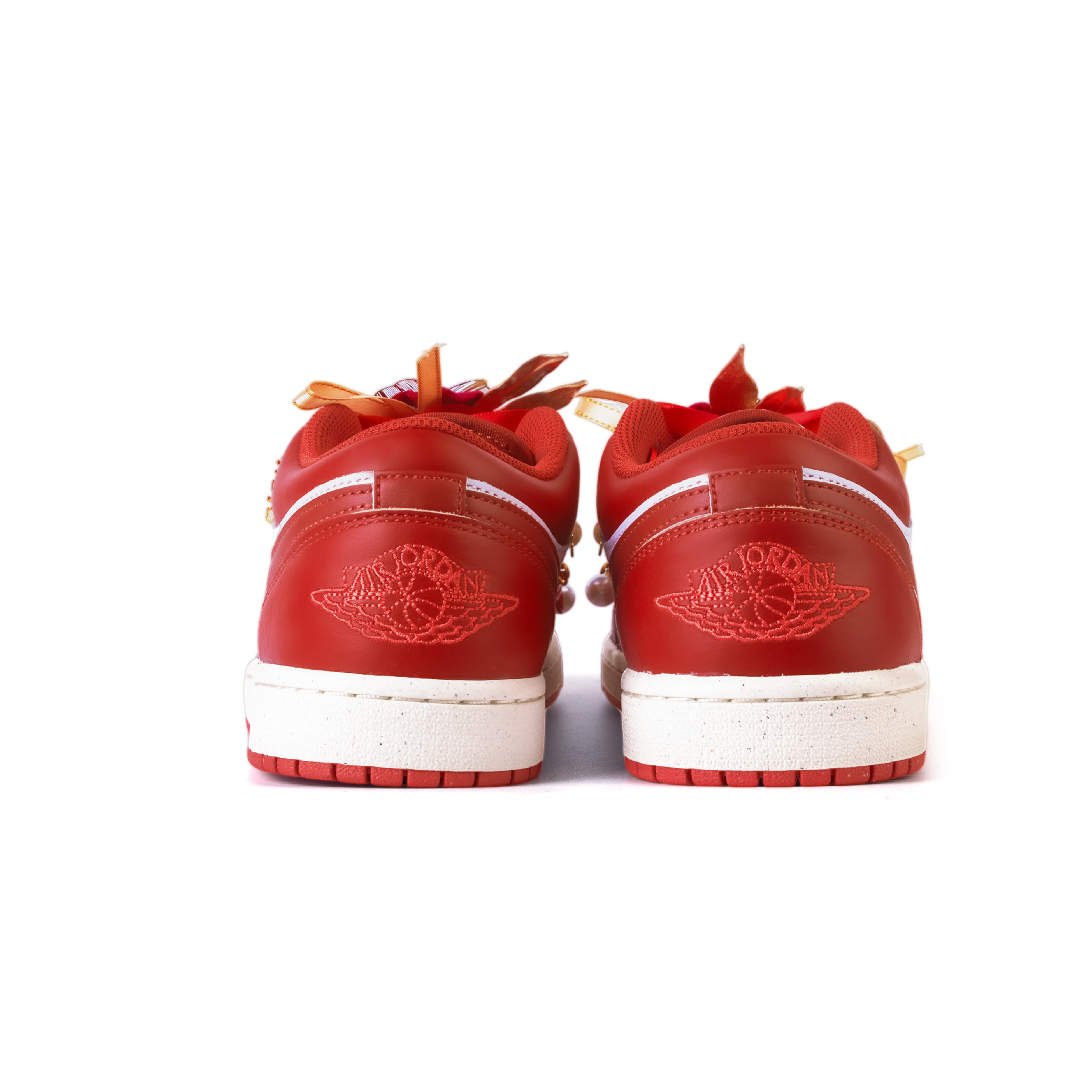 Jordan Air Jordan 1 Rose Connection Leather Slip Resistant Low top Vintage Basketball Shoes Men’s White Red