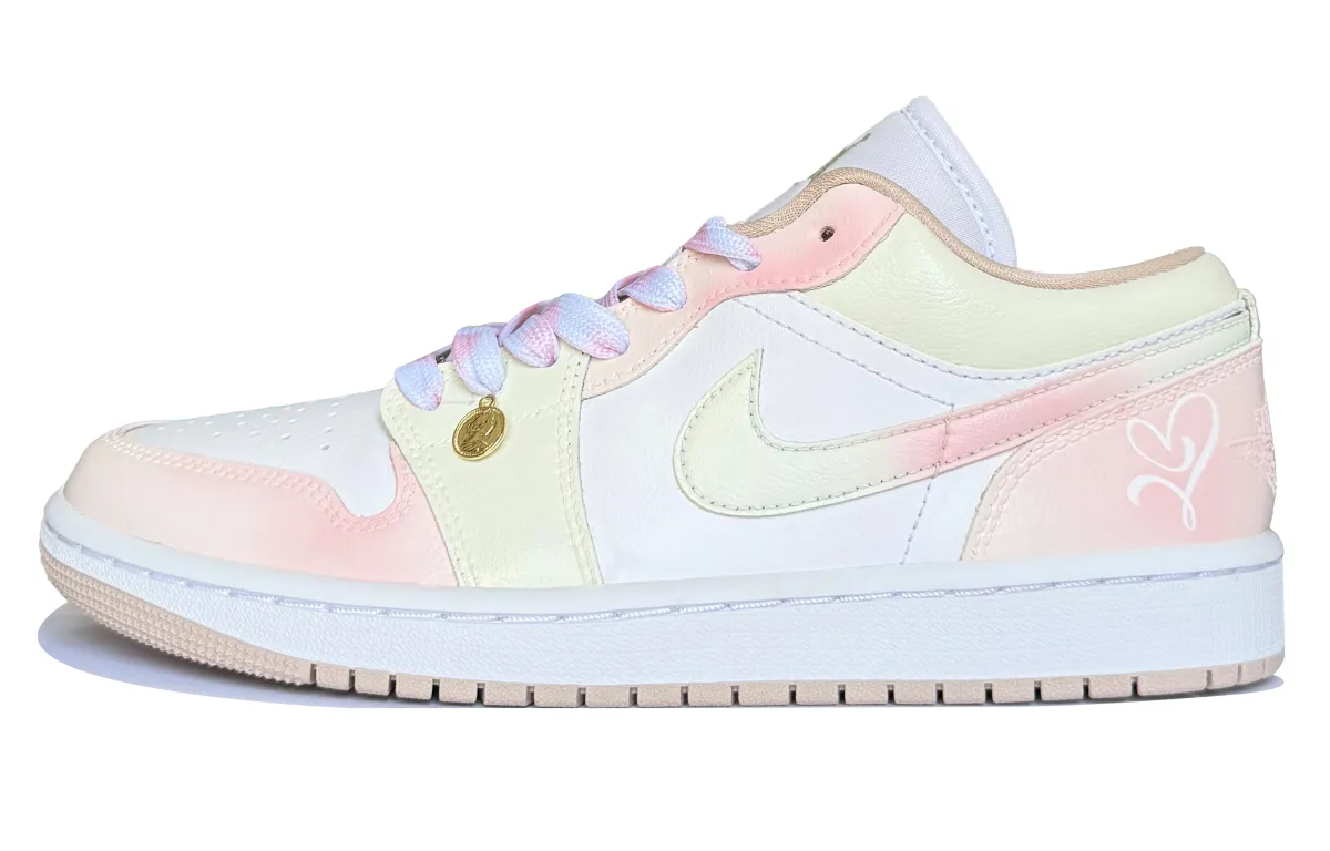 Jordan Air Jordan 1 Lunar Post, Light Pink Glow Cushioning Low top Vintage Basketball Shoes Unisex Pink White