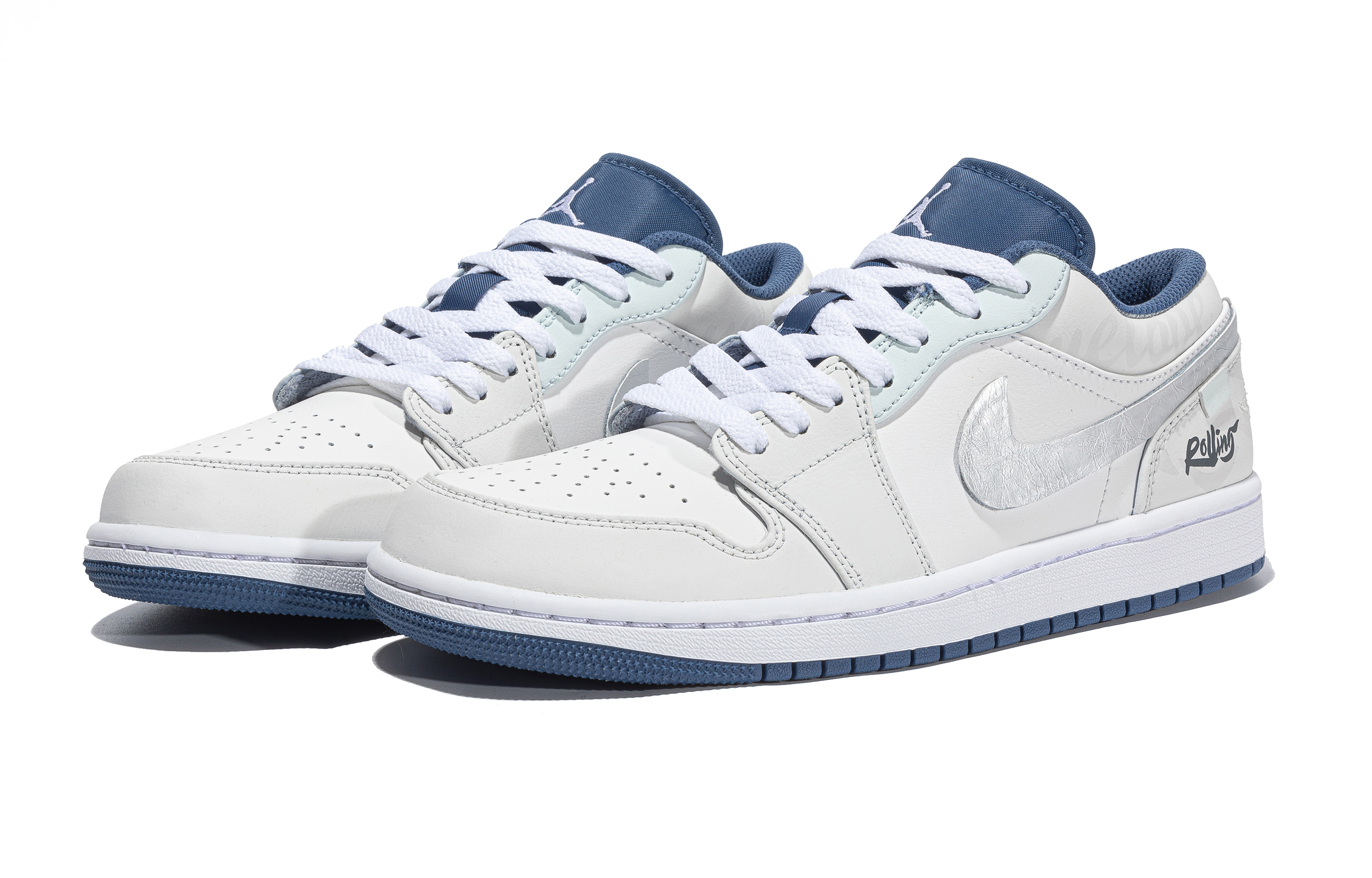 Jordan Air Jordan 1 Ice Blue Maris Sal CNY Year Of The Snake Low top Vintage Basketball Shoes Men’s Blue White Silver