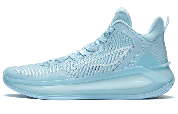 Li Ning Liren 3 Lake Cushioning Slip Resistant Abrasion Resistant Mid top Basketball Shoes Men’s Light Blue