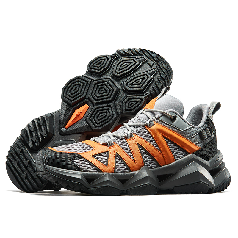 RAX Breathable, Slip Resistant, Lightweight Low top Outdoor Shoes Men’s Gray Orange