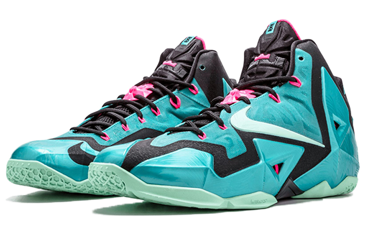 Мужские кроссовки Nike Lebron 11 South Beach 11 (мятно-зеленые) — 蓝绿/黑/薄荷 — фото 2