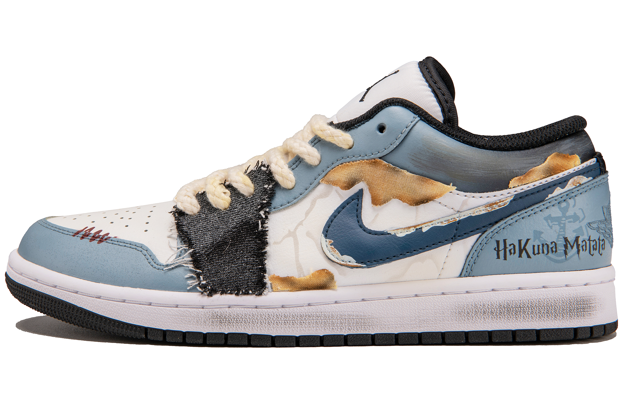 Jordan 1 Cushioning Slip Resistant Low top Vintage Basketball Shoes Men’s Blue Gray White