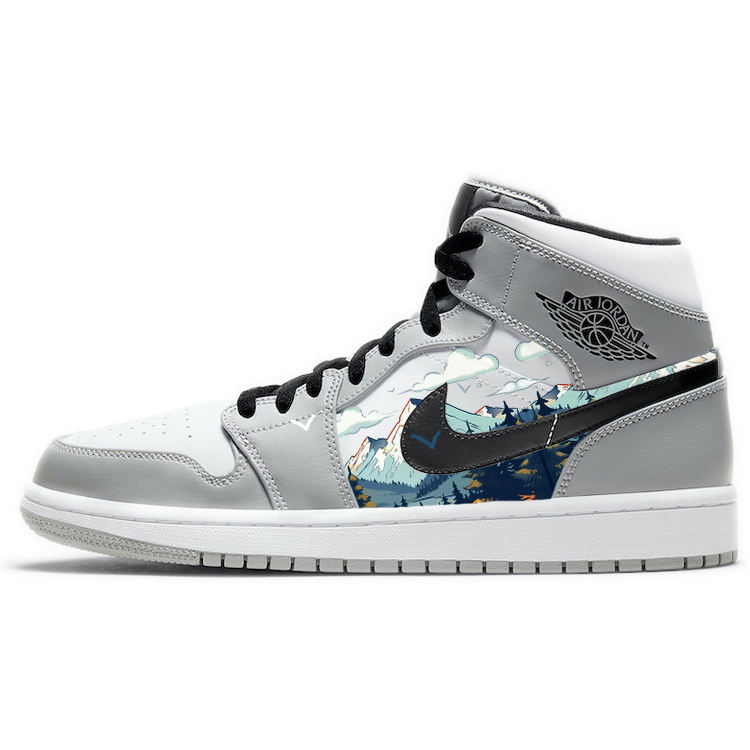 Jordan Air Jordan 1 Vintage Basketball Shoes Men’s Mid Top White/Gray