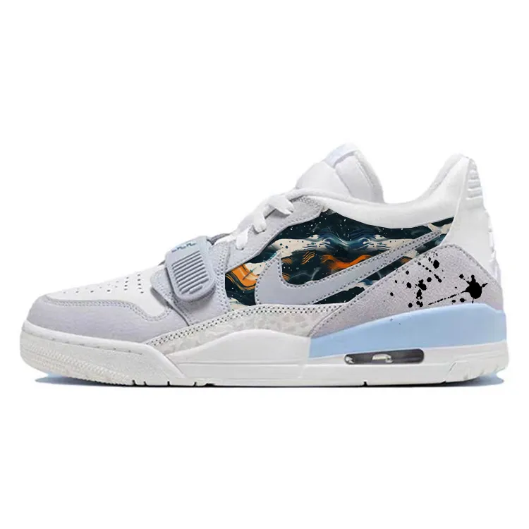 Jordan Legacy 312 Abrasion Resistant Slip Resistant Low top Vintage Basketball Shoes Men's Gray White