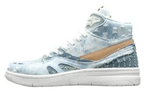 Li Ning Deluxe Hi Slip Resistant Coverage Lightweight High top Vintage Basketball Shoes Women's Mist Blue