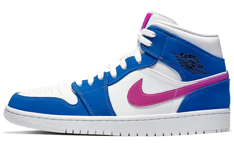 Jordan Air Jordan 1 Mid Color Hyper Royal two-layer cowhide little Doraemon non-slip lightweight mid-top retro basketball shoes men's blue purple