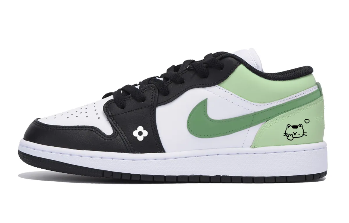 Jordan Air Jordan 1 Low top Vintage Basketball Shoes Men's White Green