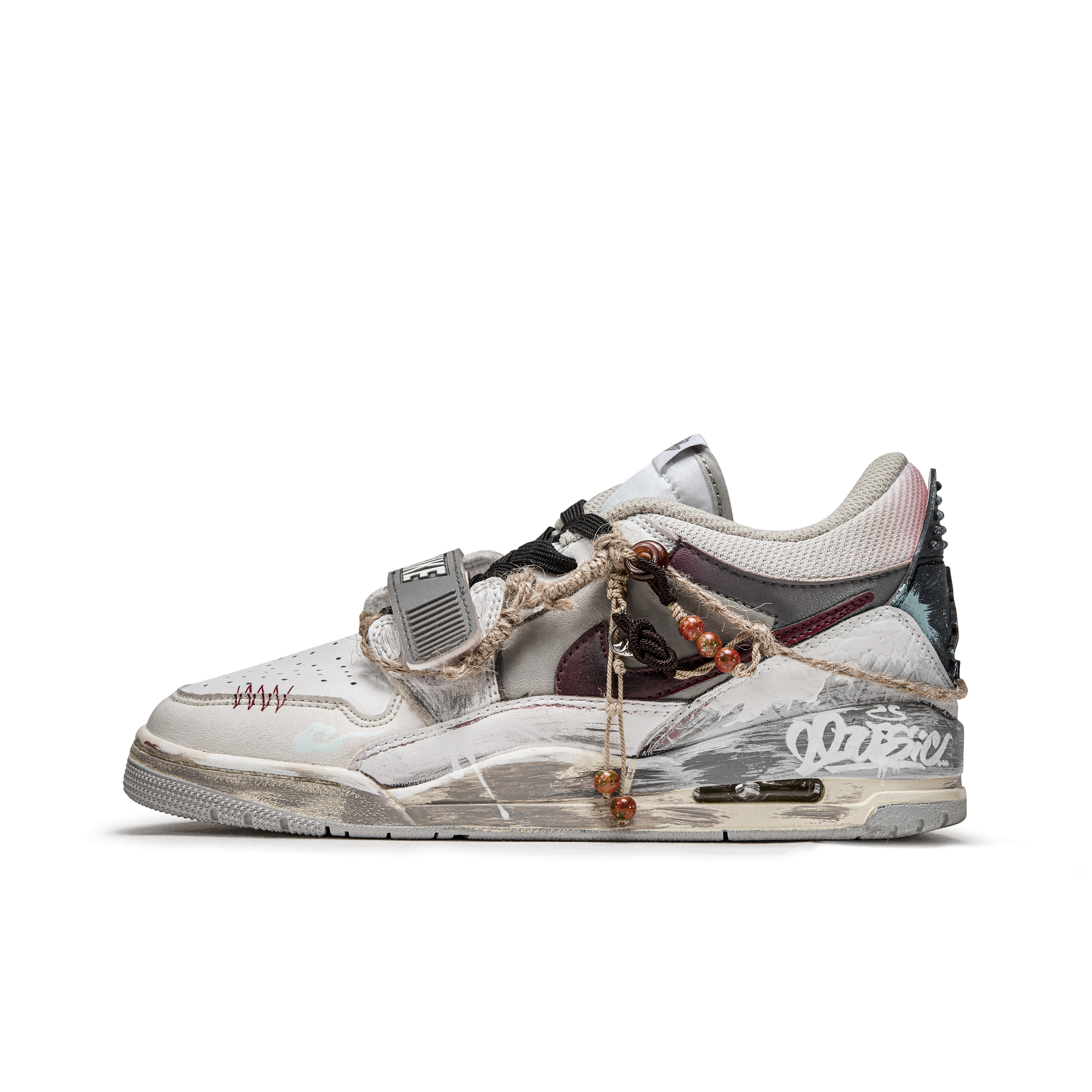 Jordan Legacy 312 ADCDAVINCI Custom Cushioning Slip Resistant Low top Vintage Basketball Shoes Men's White Gray