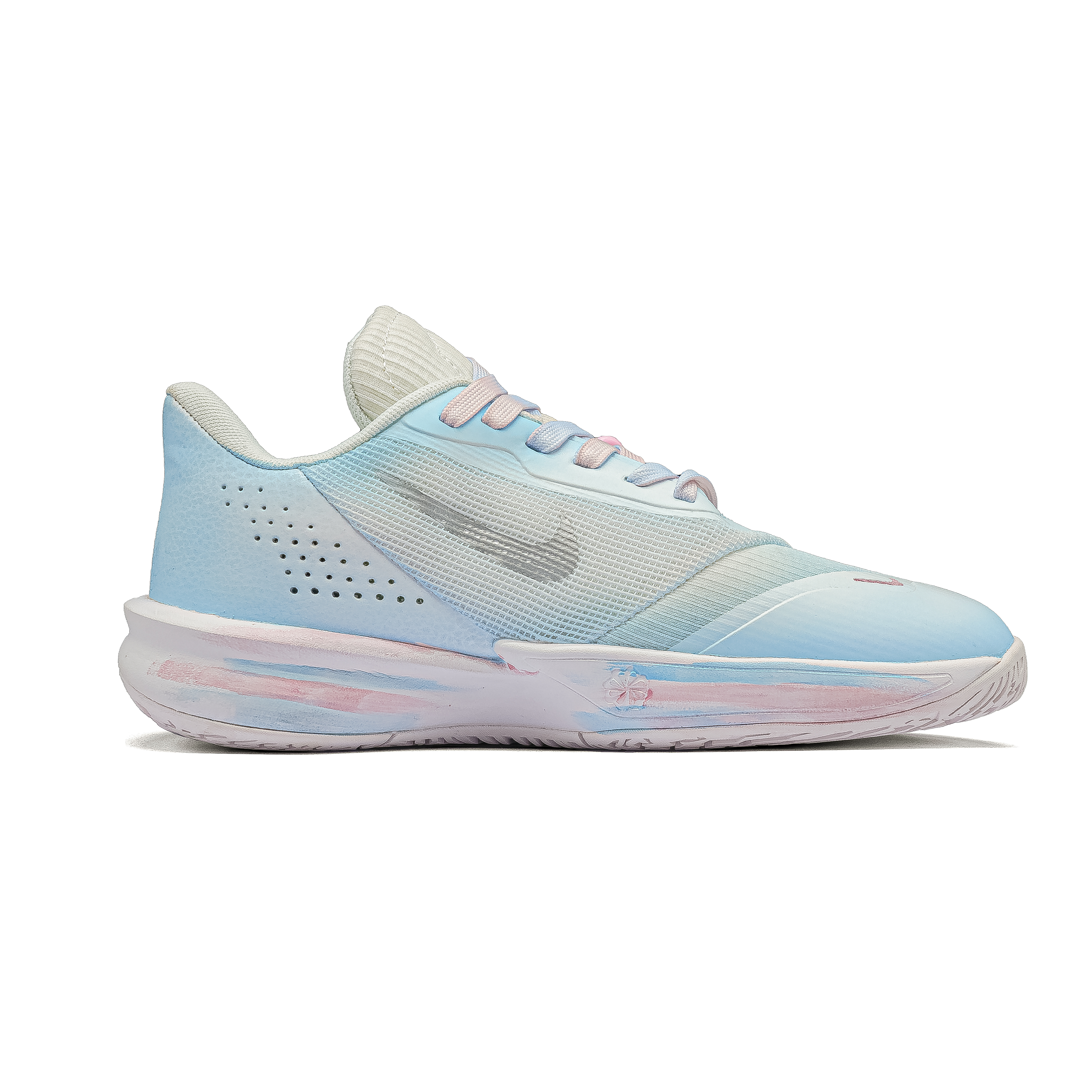 Nike Precision 7 Mismatched Speed Mesh Low top Basketball Unisex Blue Pink