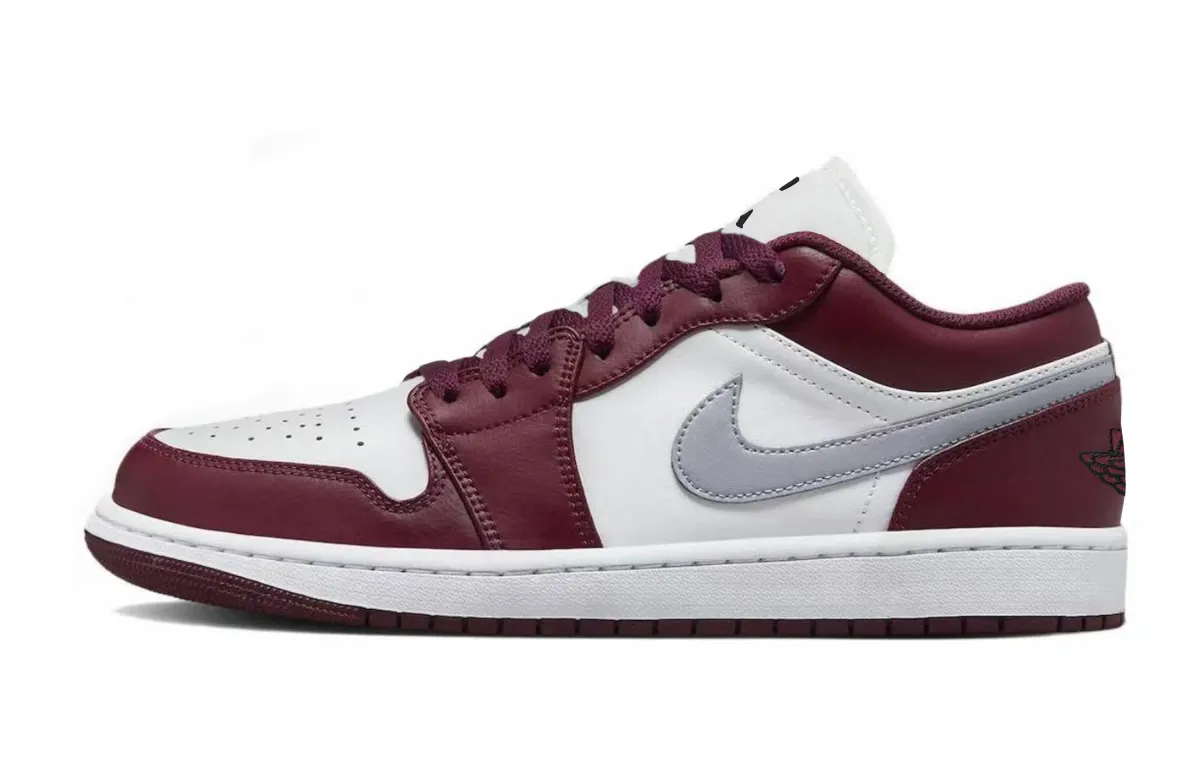 Jordan Air Jordan 1 Slip Resistant Abrasion Resistant Low top Vintage Basketball Shoes Unisex Burgundy