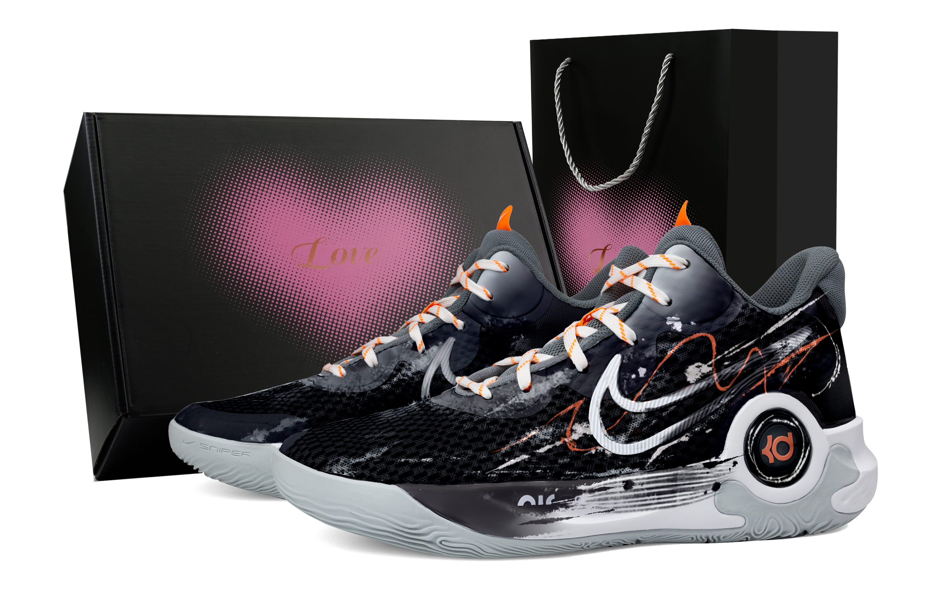 Nike KD Trey 5 IX Daybreak Frontline Heart Box Abrasion Resistant Mid top Basketball Shoes Unisex Black Gray