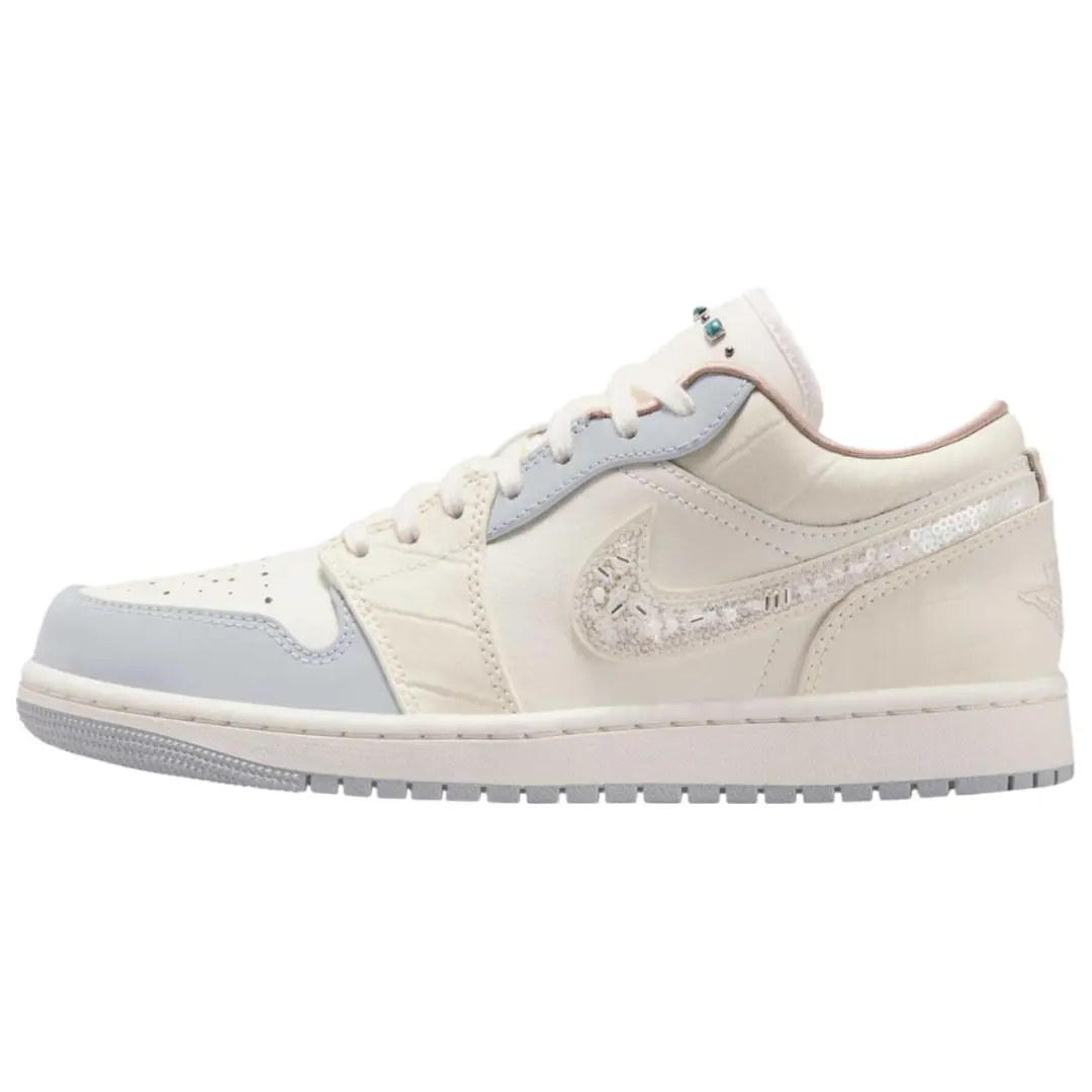 Jordan Air Jordan 1 Abrasion Resistant Low top Vintage Basketball Shoes Women's Ecru