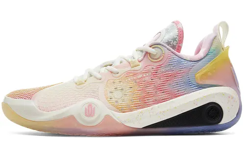 Peak Wiggins 3rd Generation AW3 Sparkling Color Replaceable Structure Dual System Settings Three-stage Elastic Shrink Upper Shock Absorbing Anti-Slip Wear-Resistant Rebound Low-top Basketball Shoes Men's Pink Light Yellow
