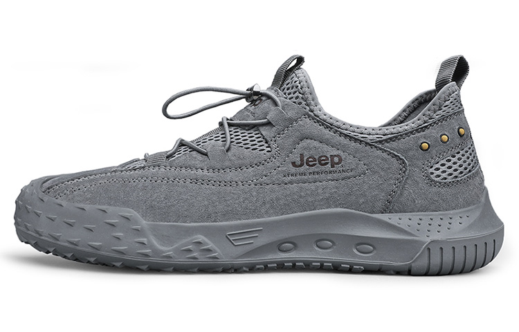 Jeep Textile, Leather Abrasion Resistant Breathable Low top Outdoor Shoes Men’s Gray