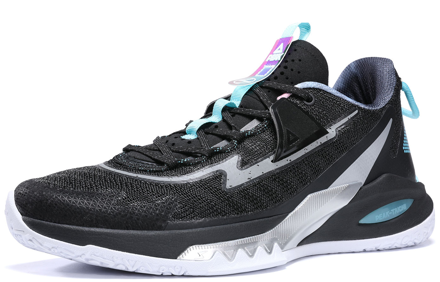 PEAK Lightning 9 Slip Resistant, Abrasion Resistant, Breathable Low Top Basketball Shoes Men's Black Silver Bullet