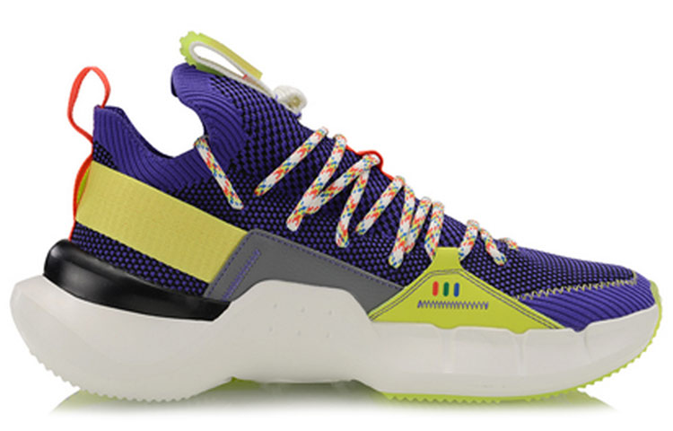 Li Ning Enlightenment Lace Up PRM Abrasion Resistant Breathable Low top Vintage Basketball Shoes Blue Yellow