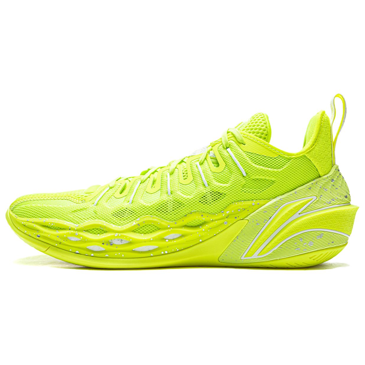 Li Ning Buckets Basketball Shoes Men’s Low Top Fluorescent Alpha Hydroxy Acids Green
