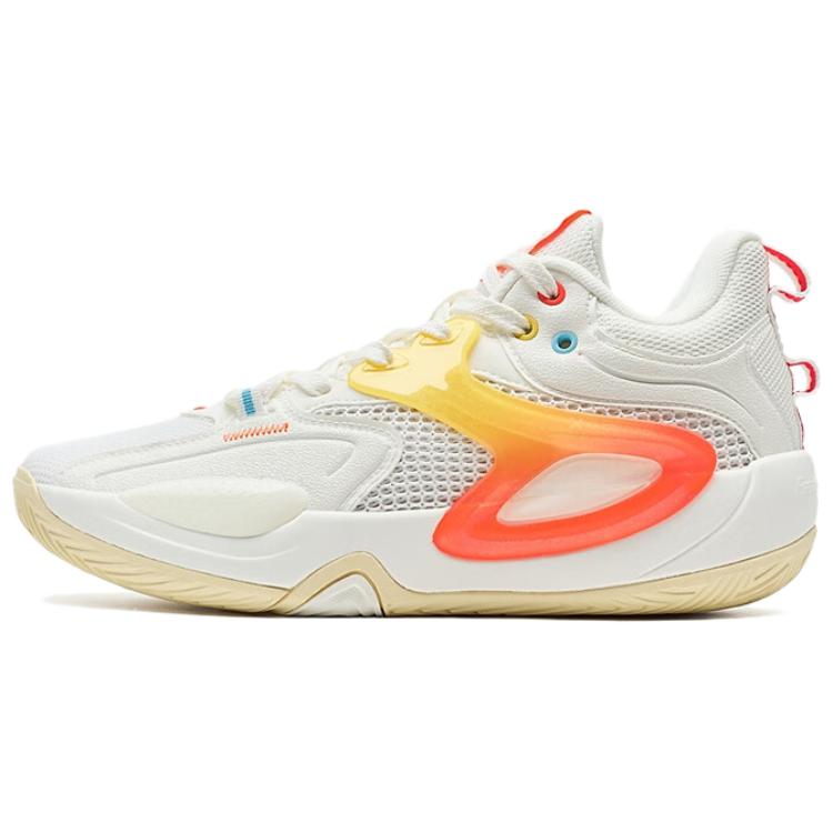XTEP Cushioning Slip Resistant Lightweight Mid top Basketball Shoes Men’s Sail White
