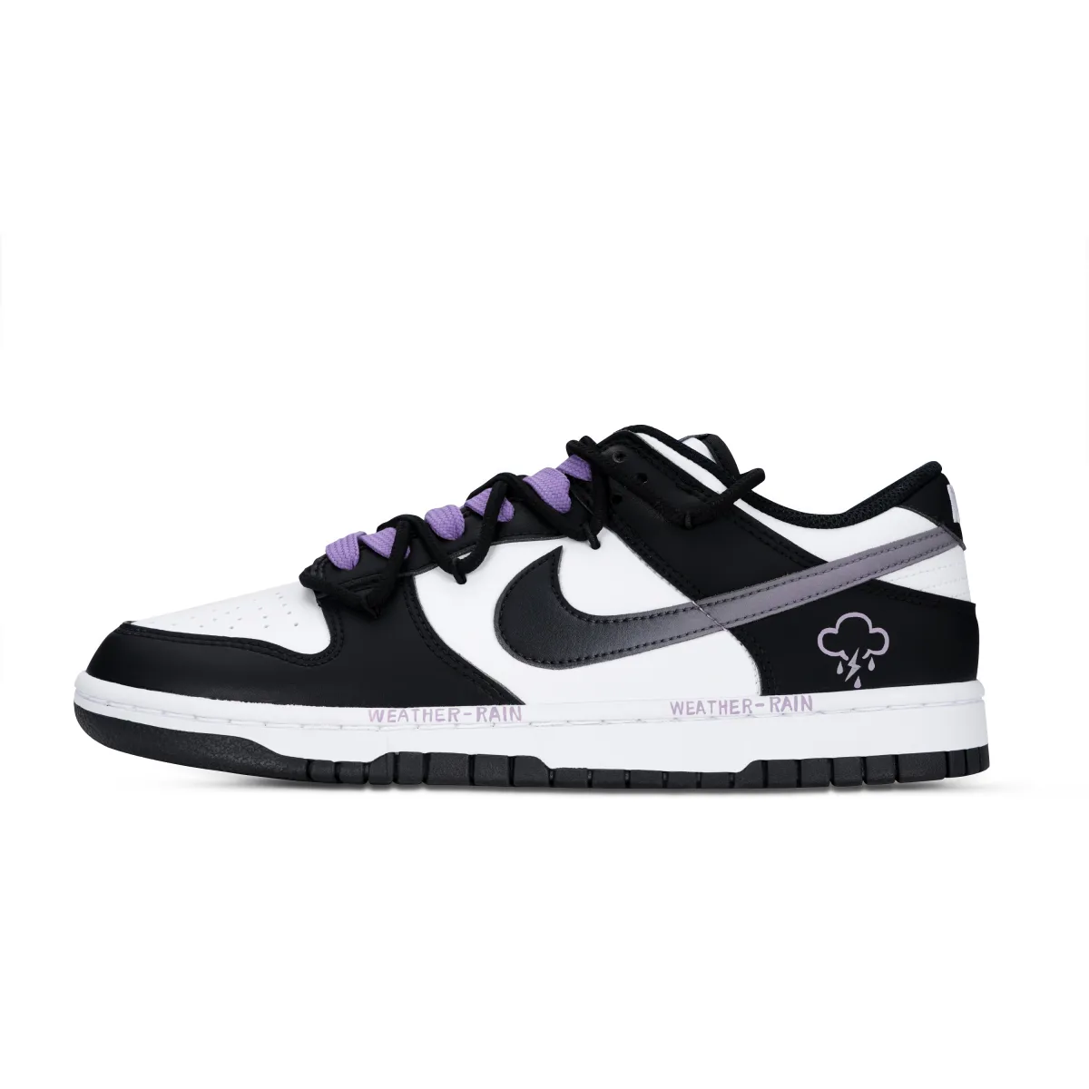 Nike Dunk Black Frame Panda Slip Resistant Abrasion Resistant Low top Skateboard Shoes Unisex Night Purple