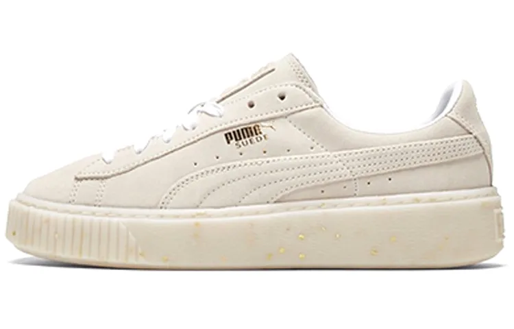 PUMA Suede Platform Buff/Gold Board Shoes Women's