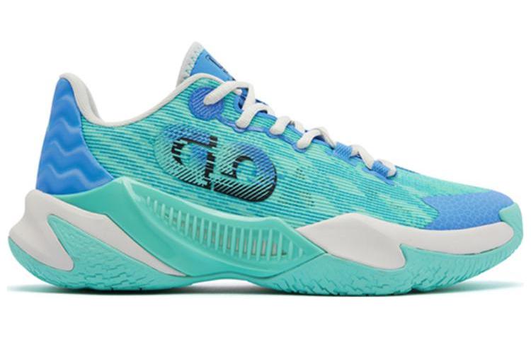 QIAODAN Comfortable Slip Resistant Abrasion Resistant Low top Basketball Shoes Men’s Frozen Blue