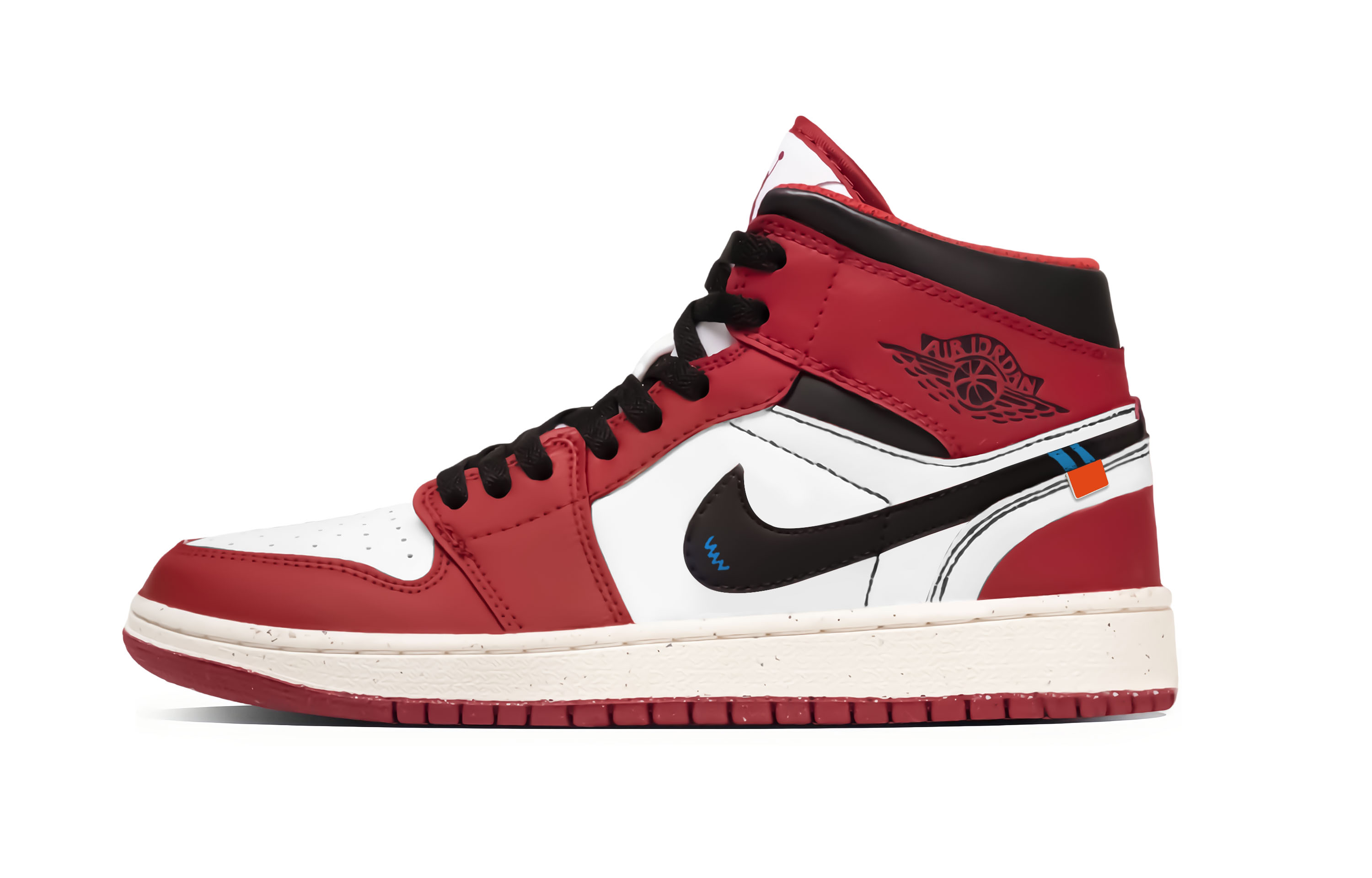 Jordan Air Jordan 1 Chicago Bulls Mid top Vintage Basketball Shoes Unisex Red