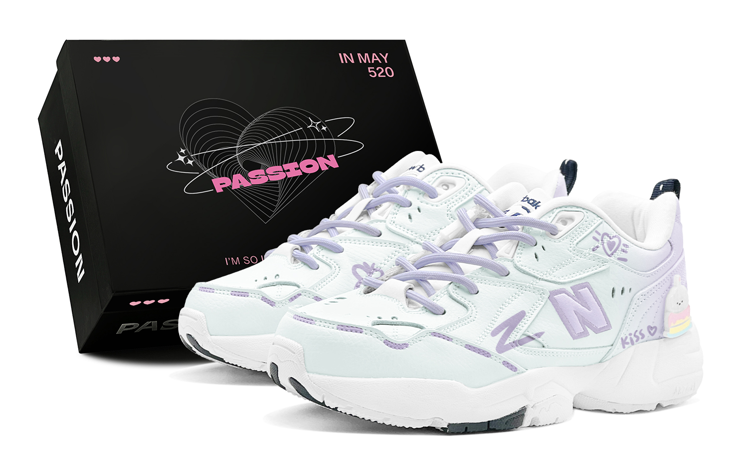 New Balance NB 608 V1 Fall Winter Stylish KISS Heart Abrasion Resistant Abrasion Resistant Low top Training Shoes