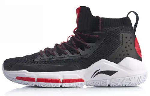 LiNing Wade series shock-absorbing wear-resistant high-top basketball shoes men's red and black