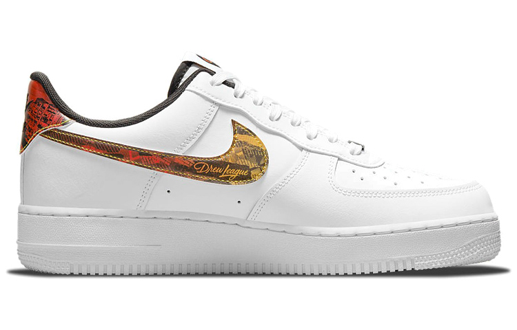 Кроссовки Nike Air Force 1 "Drew League" LOGO (белый / оранжевый) — фото 2