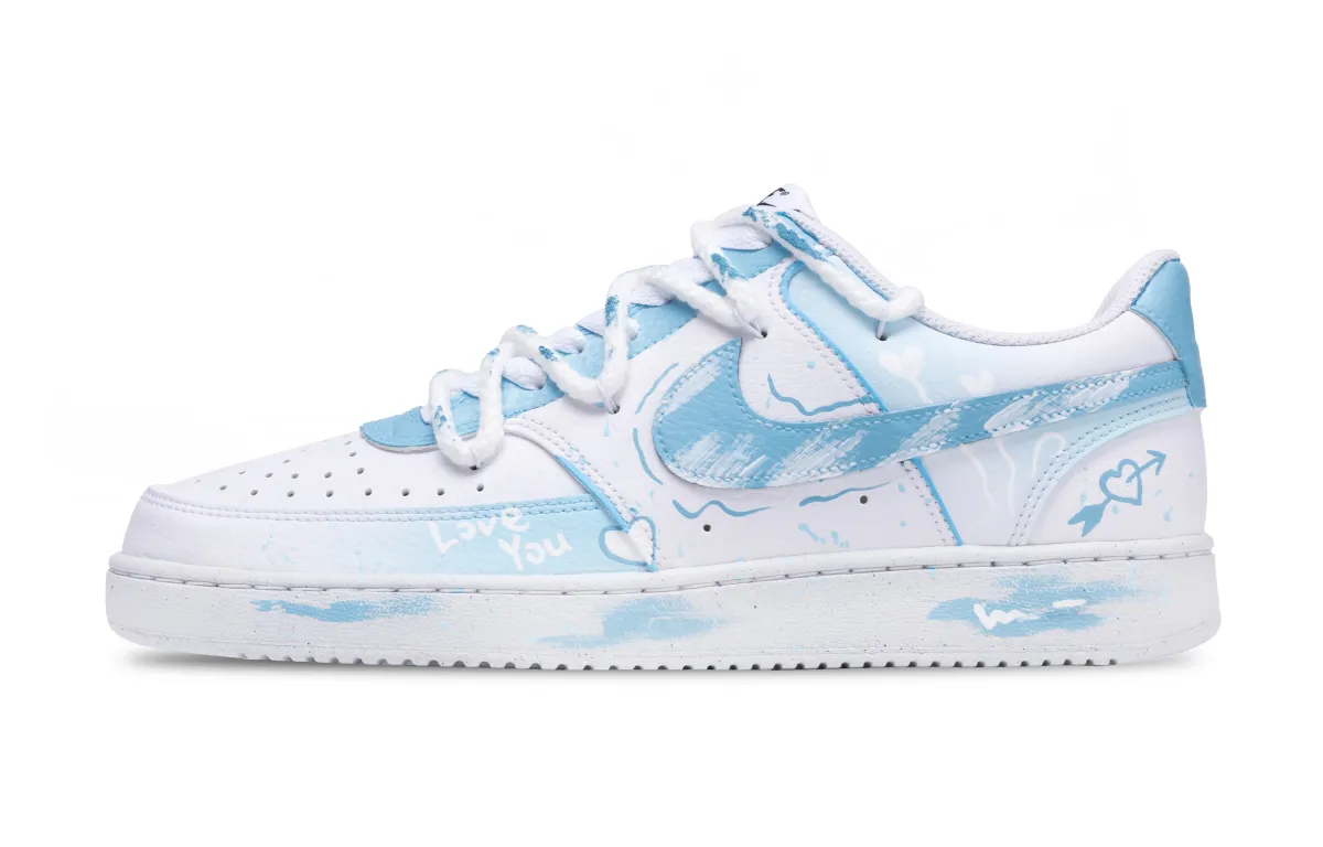 Nike Court Vision 1 Skate Shoes Unisex Low-top White/Blue