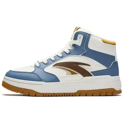 Anta 982 Thickened And Fleece Lined Thermal Abrasion Resistant High top Skateboard Shoes Men's Blue White Brown