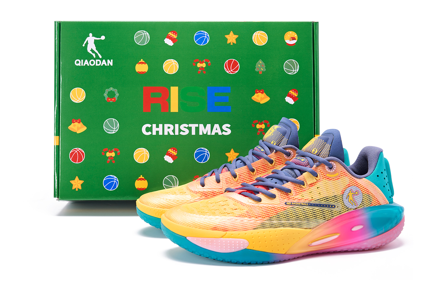 QIAODAN Thorn RISE Cushioning Abrasion Resistant Cushioning, Wear Resistant Low top Basketball Shoes Men’s Yellow Blue