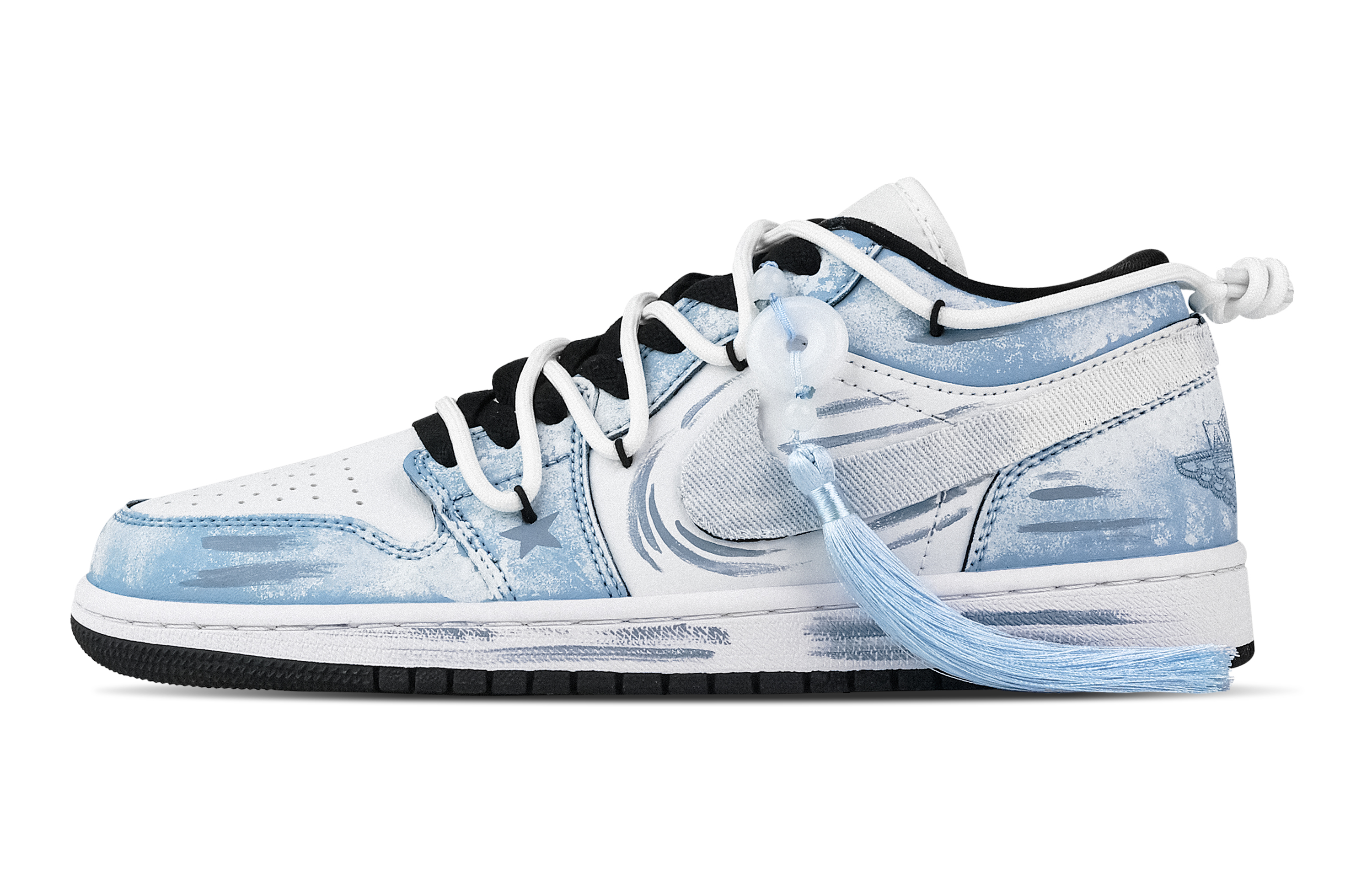Jordan Air Jordan 1 Orchid Pavilion Collection, Heart Box Low top Vintage Basketball Shoes Unisex White Blue