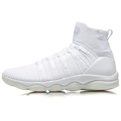 Li Ning Cushioning Slip Resistant Abrasion Resistant High top Training Shoes Unisex White