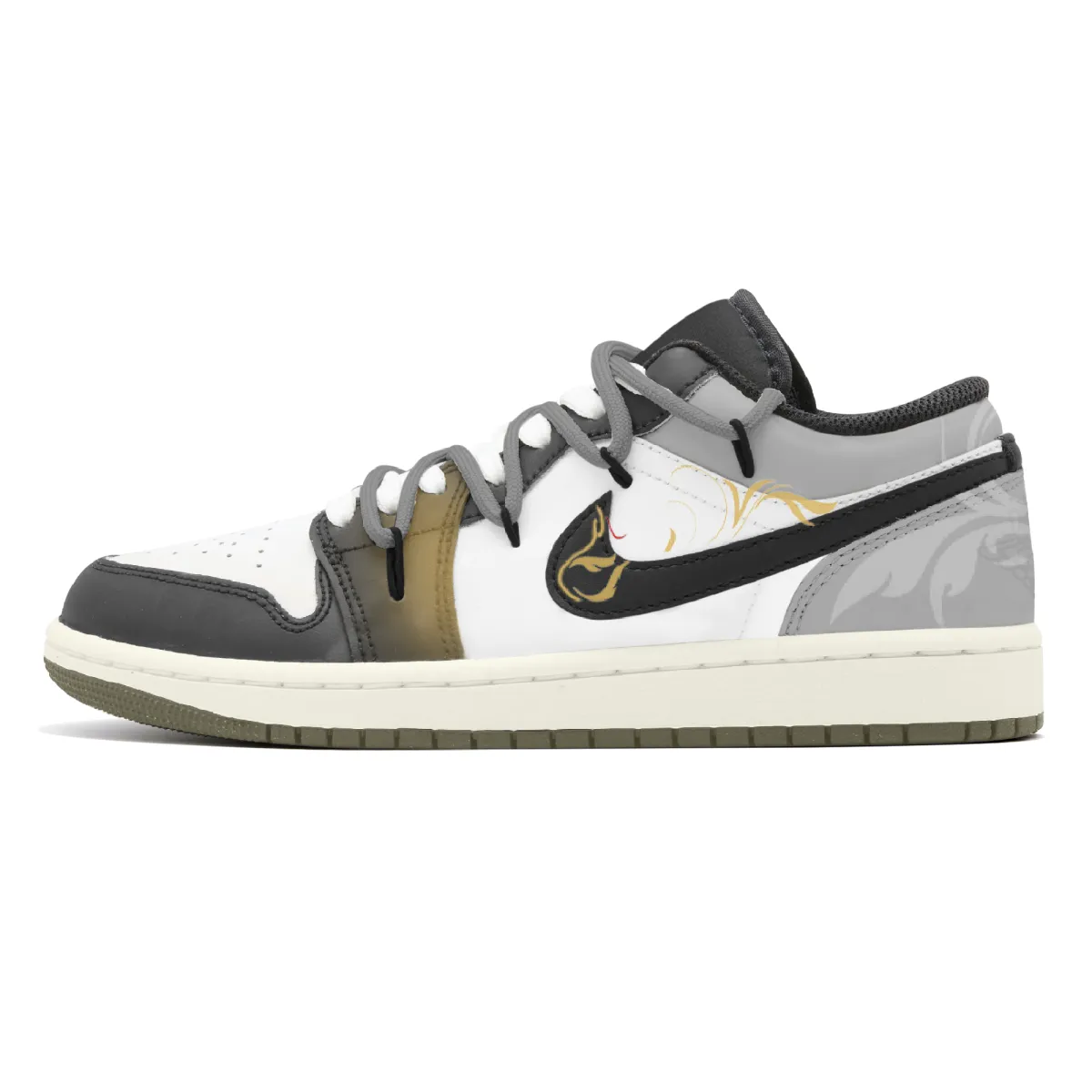 Jordan Air Jordan 1 Lemon Joy Abrasion Resistant Abrasion Resistant Low top Vintage Basketball Shoes Unisex Gray White