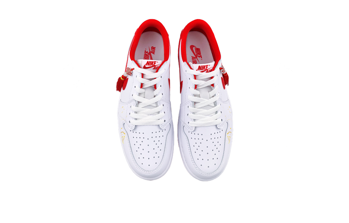 Jordan Air Jordan 1 Abrasion Resistant Low top Vintage Basketball Shoes Unisex White Red