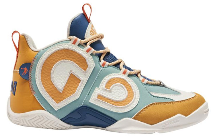 QIAODAN Slip Resistant Abrasion Resistant Mid top Basketball Shoes Women’s Yellow Blue