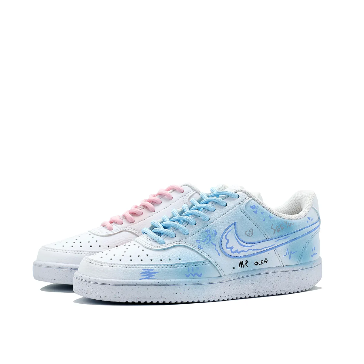 Nike Court Vision 1 Low top Skateboard Shoes Unisex Sky Blue