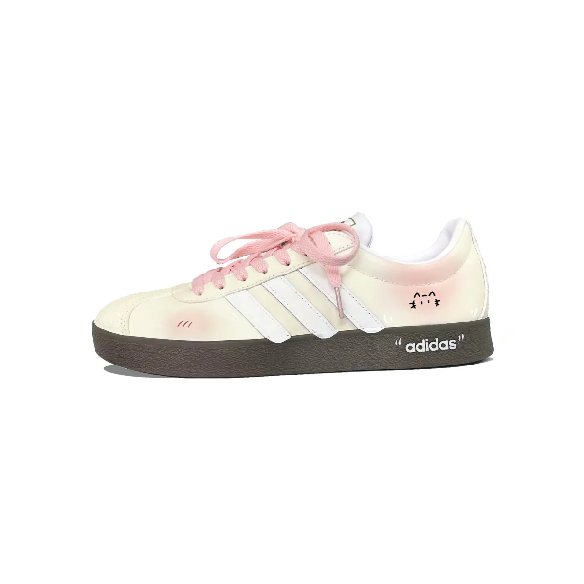 Adidas VL COURT 2.0 Sweet Daydreams Leather Low top Skateboard Shoes Unisex Custard