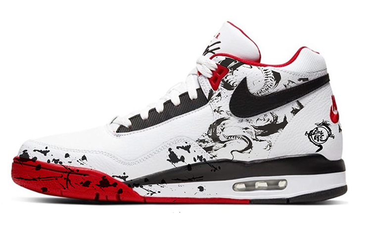 Nike Flight Legacy Mid top Vintage Basketball Shoes Men's Red White