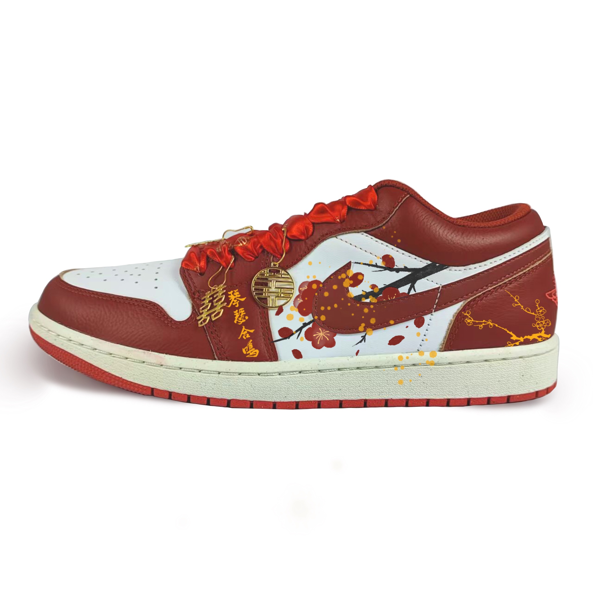 Jordan Air Jordan 1 Abrasion Resistant Low top Vintage Basketball Shoes Men’s Red White