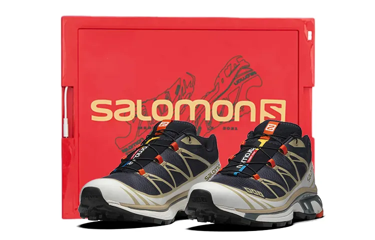 SALOMON XT 6 Fashion Cushioning Slip Resistant Abrasion Resistant Low top Mountaineering Hiking Shoes Unisex Black