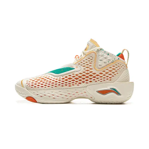 LiNing Li Ning Anti-Wu 5 Super Technology Cushioning Stable Support Package Comfortable Shock Absorption Anti-Slip Wear-Resistant Breathable Rebound Grip Mid-top Basketball Shoes Men's Beige