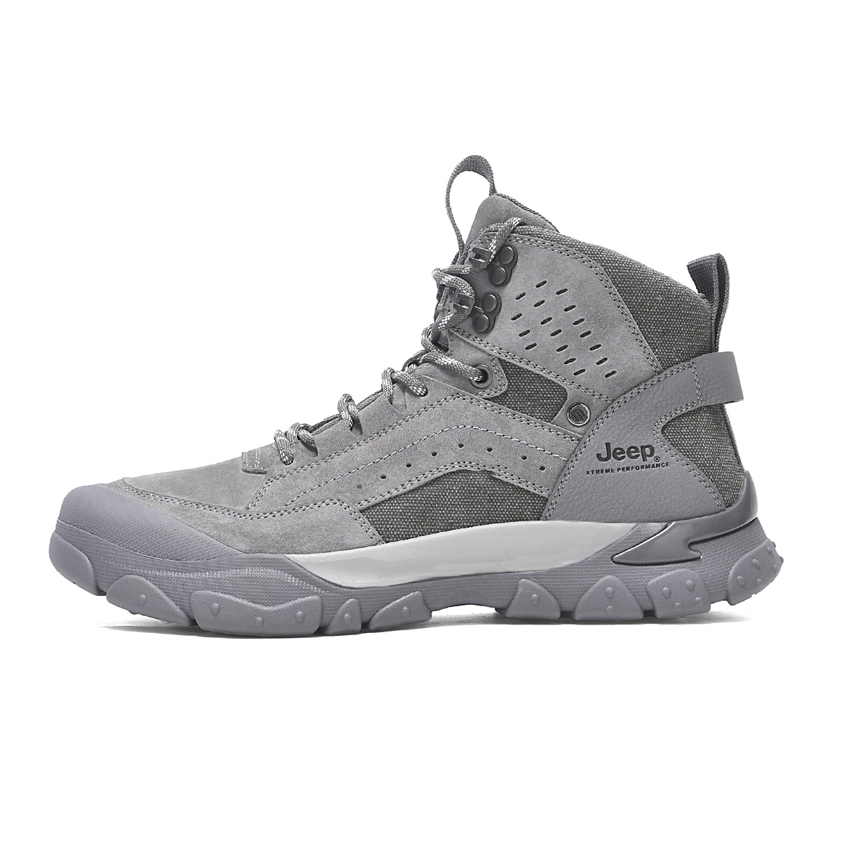 Jeep Textile, Pigskin High top Mountaineering Shoes Men’s Gray