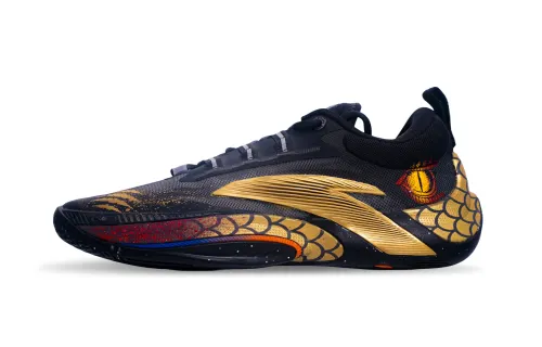 Anta Zap 1 Cushioning Slip Resistant Abrasion Resistant Coverage Low top Basketball Shoes Men's Black Gold