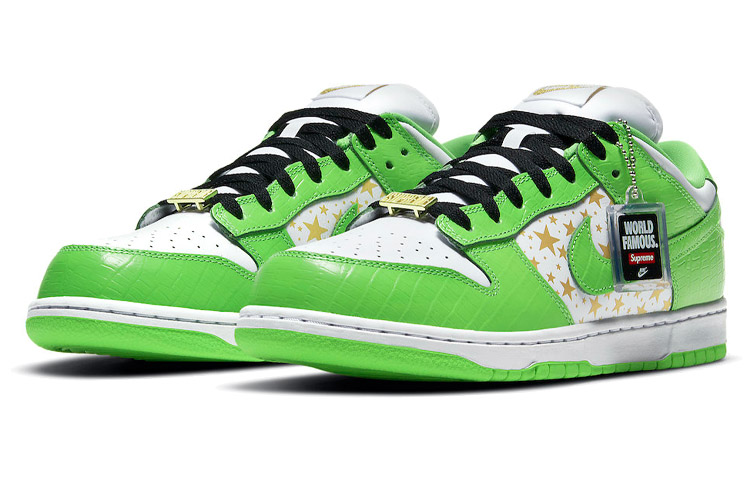 Кеды Nike x Supreme Dunk SB "Mean Green" (бело-зеленые) — фото 3