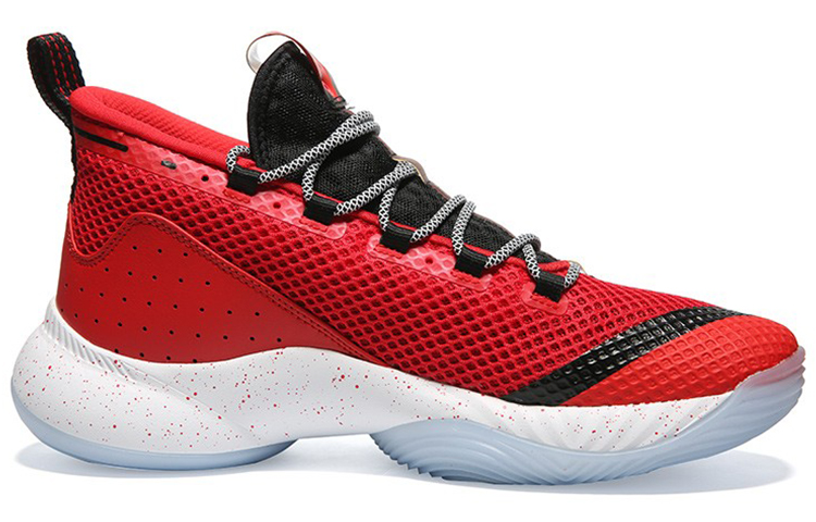 PEAK Basketball Shoes Men’s Mid Top Black Red