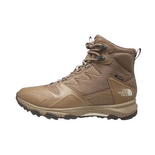 THE NORTH FACE GORE TEX Abrasion Resistant Waterproof And Breathable Grip High top Hiking Shoes Men's Khaki